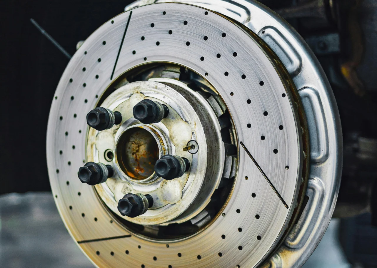 performance brake rotor slotted and drilled